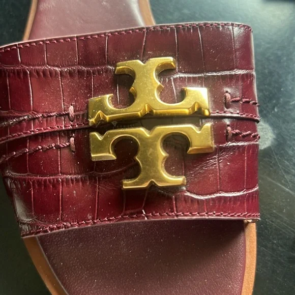 Tory Burch Croco Leather Everly Slides Sandal Women Size 7.5 - Picture 4 of 4